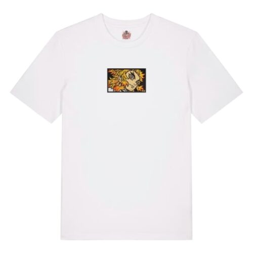 Camiseta Blanca Delantera Corazón en Llamas - Kyojuro Rengoku Corazón en Llamas - Kyojuro Rengoku