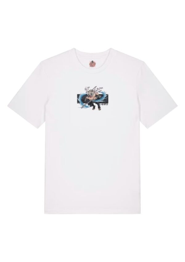 Camiseta Blanca Delantera Danza de las Bestias - Inosuke Hashibira Danza de las Bestias - Inosuke Hashibira