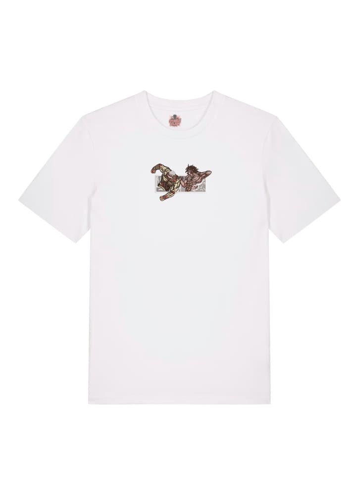 Camiseta Blanca Delantera Duelo de Titanes - Eren Yeager & Reiner Braun Duelo de Titanes - Eren Yeager & Reiner Braun