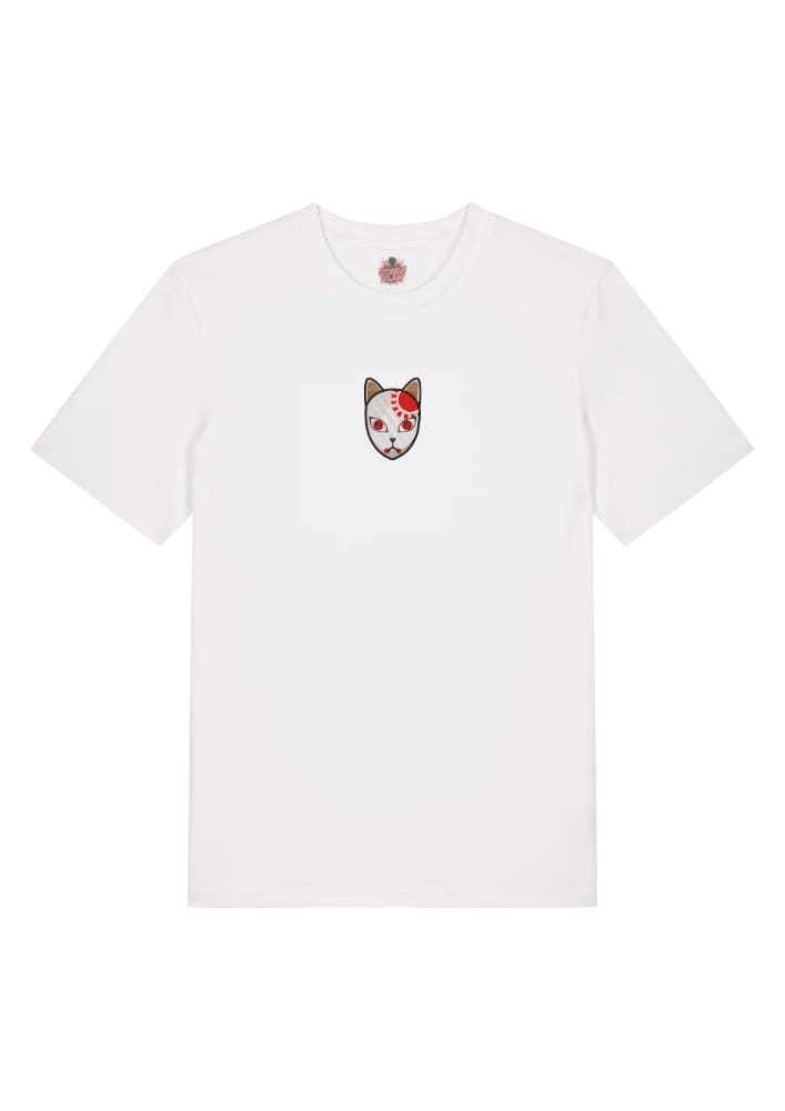 Camiseta Blanca Delantera Máscara - Tanjiro Kamado Máscara - Tanjiro Kamado