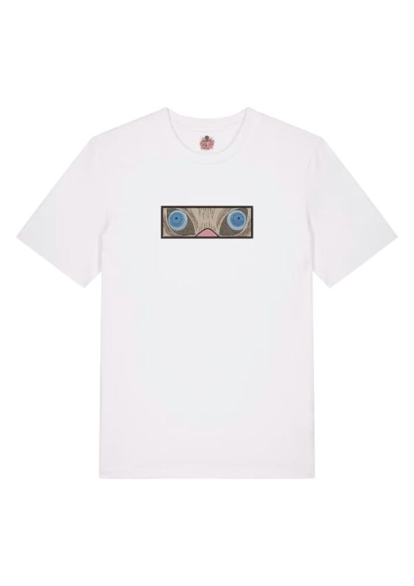 Camiseta Blanca Delantera Mirada Bestial - Inosuke Hashibira Mirada Bestial - Inosuke Hashibira