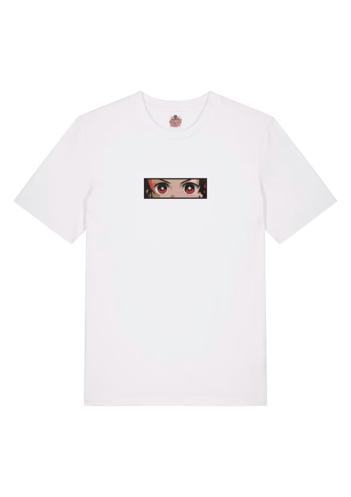Camiseta Blanca Delantera Mirada del Sol Naciente - Tanjiro Eyes Mirada del Sol Naciente - Tanjiro Kamado
