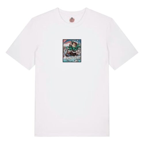 Camiseta Blanca Delantera Oleada Cortante - Tanjiro Kamado Oleada Cortante - Tanjiro Kamado