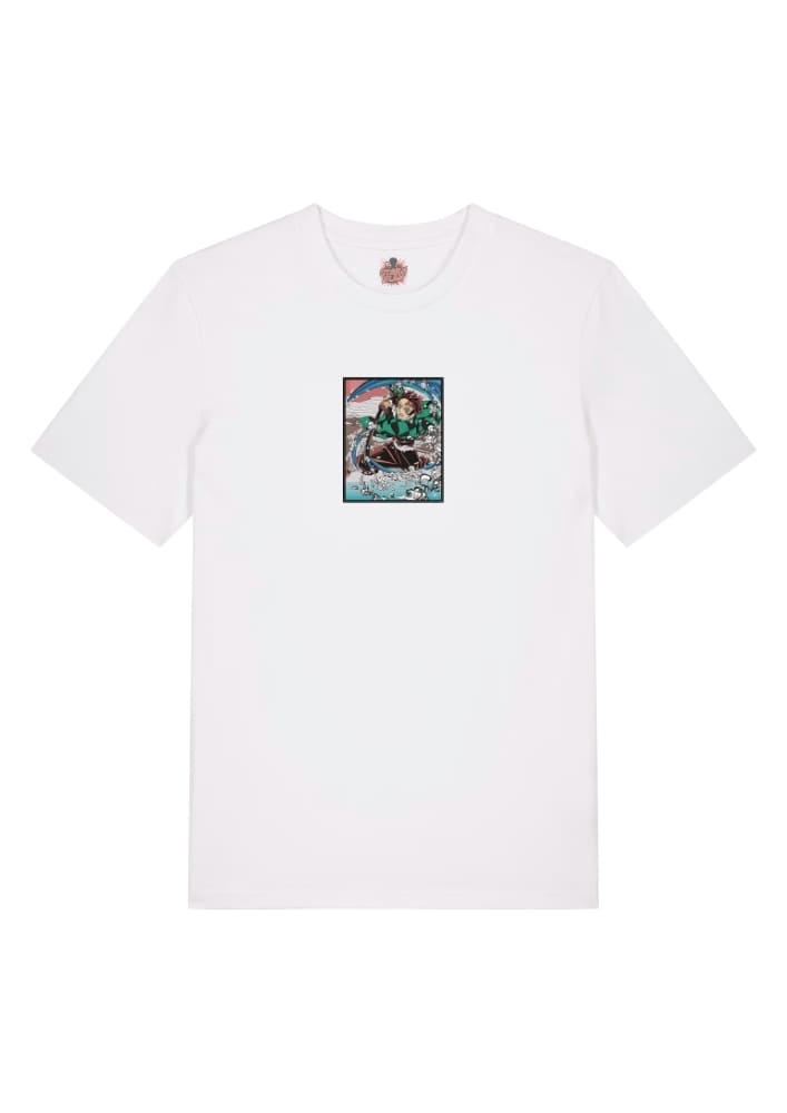 Camiseta Blanca Delantera Oleada Cortante - Tanjiro Kamado Oleada Cortante - Tanjiro Kamado