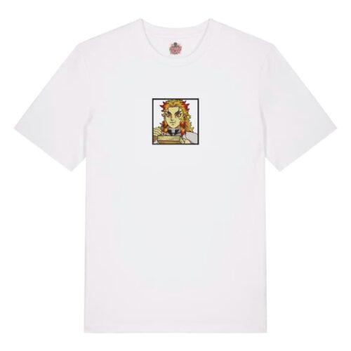 Camiseta Blanca Delantera Rengoku Eat - Kyojuro Rengoku Rengoku Eat - Kyojuro Rengoku