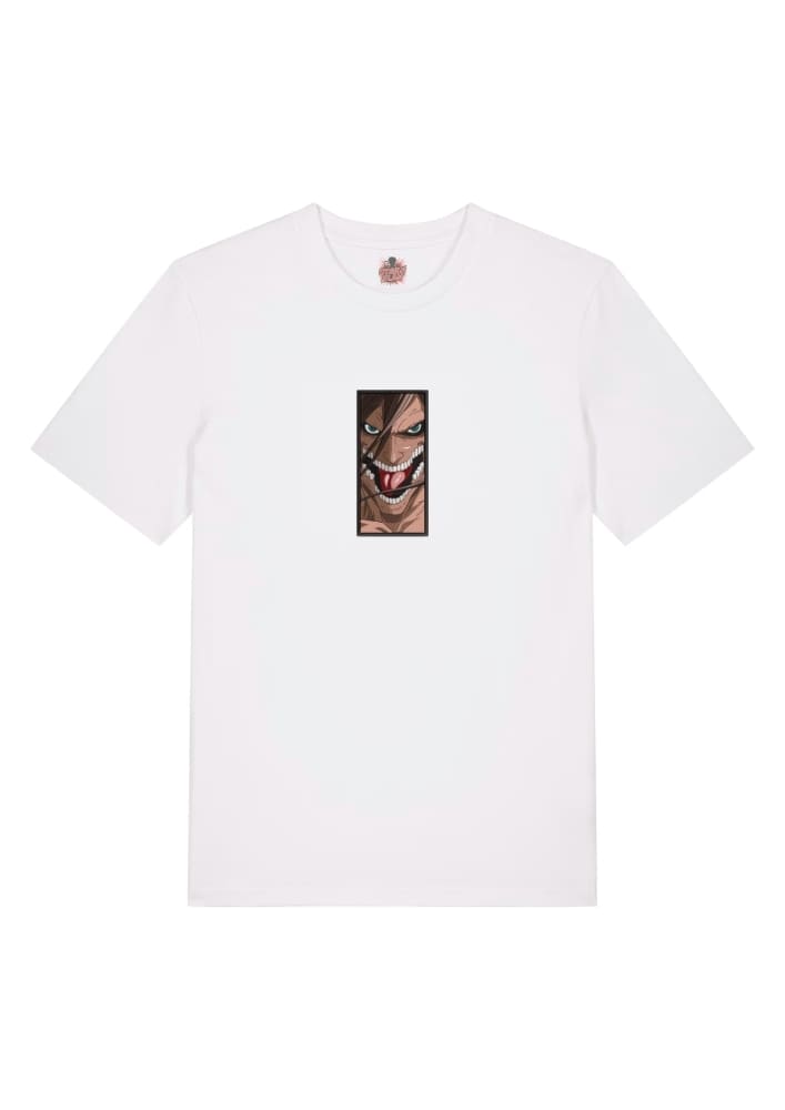 Camiseta Blanca Delantera Rugido del Titán - Eren Yeager Rugido del Titán - Eren Yeager