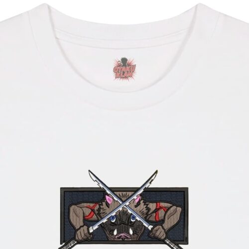 Camiseta Blanca Detalle Beast Blades - Inosuke Hashibira Beast Blades - Inosuke Hashibira