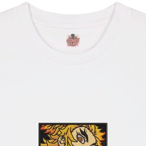 Camiseta Blanca Detalle Corazón en Llamas - Kyojuro Rengoku Corazón en Llamas - Kyojuro Rengoku
