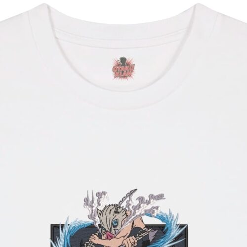 Camiseta Blanca Detalle Danza de las Bestias - Inosuke Hashibira Danza de las Bestias - Inosuke Hashibira