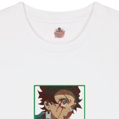 Camiseta Blanca Detalle Determinación Escarlata - Tanjiro Kamado Determinación Escarlata - Tanjiro Kamado