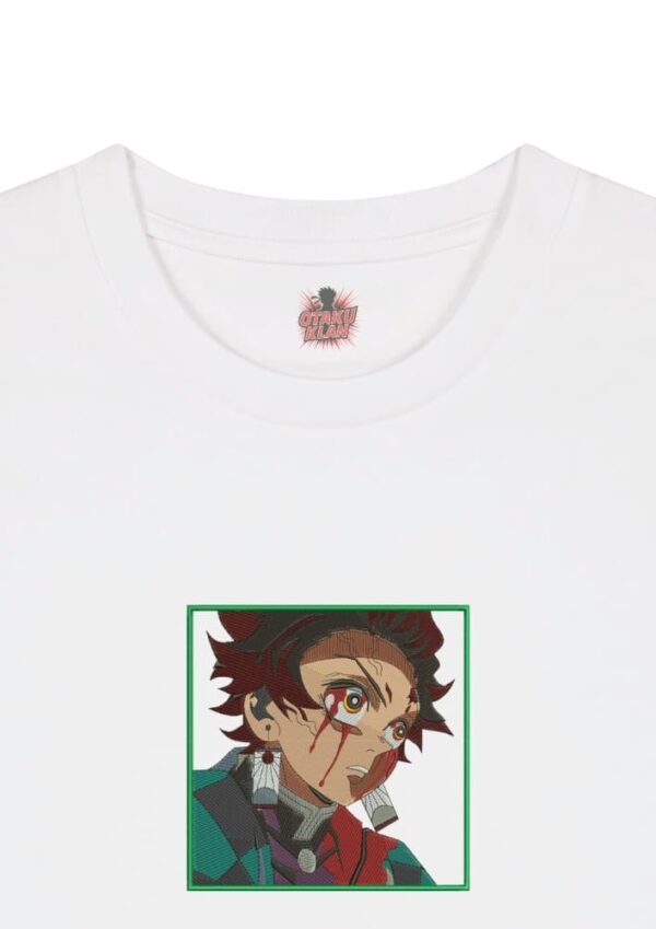 Camiseta Blanca Detalle Determinación Escarlata - Tanjiro Kamado Determinación Escarlata - Tanjiro Kamado