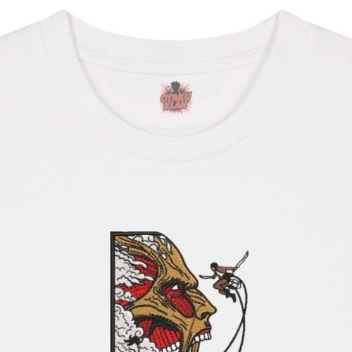Camiseta Blanca Detalle Eren vs Titán Colosal - Eren Yeager & Titán Colosal Eren vs Titán Colosal - Eren Yeager & Titán Colosal