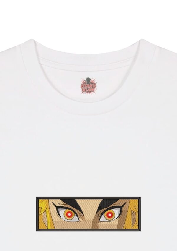 Camiseta Blanca Detalle Llamas del Valor - Kyojuro Rengoku Llamas del Valor - Kyojuro Rengoku