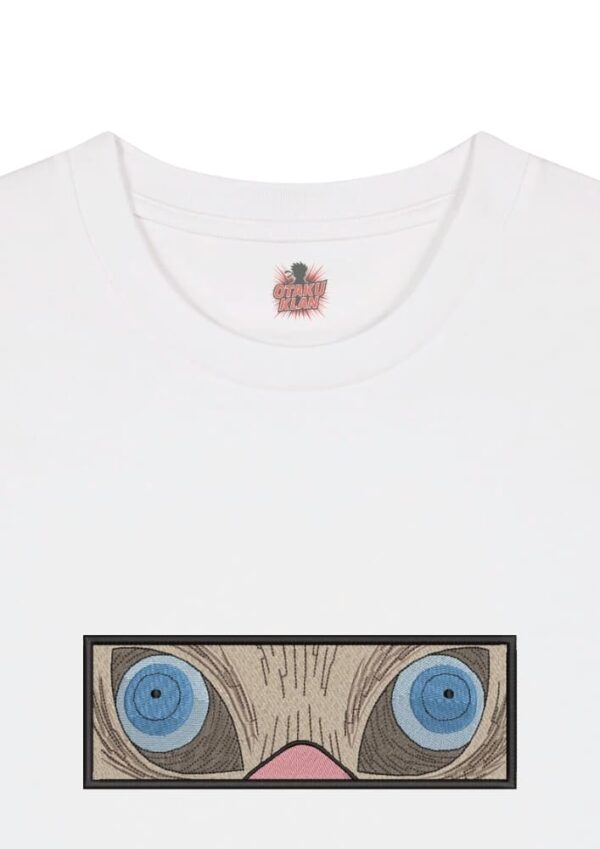 Camiseta Blanca Detalle Mirada Bestial - Inosuke Hashibira Mirada Bestial - Inosuke Hashibira