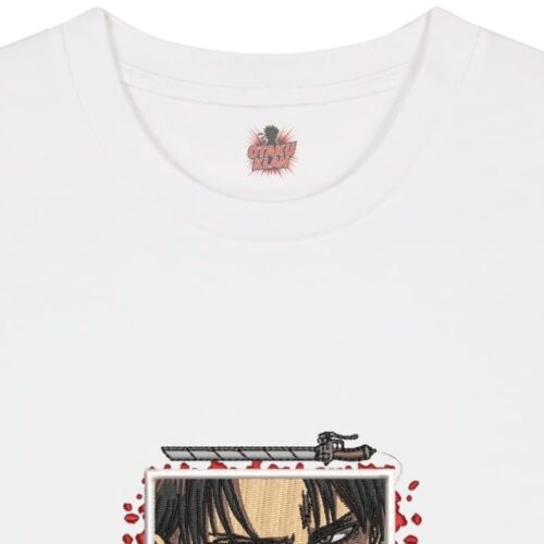 Camiseta Blanca Detalle Mirada Letal - Levi Ackerman Mirada Letal - Levi Ackerman
