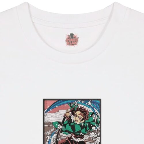 Camiseta Blanca Detalle Oleada Cortante - Tanjiro Kamado Oleada Cortante - Tanjiro Kamado