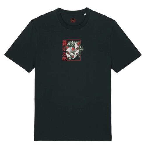 Camiseta Negra Delantera Máscara del Coraje - Tanjiro Kamado Máscara del Coraje - Tanjiro Kamado