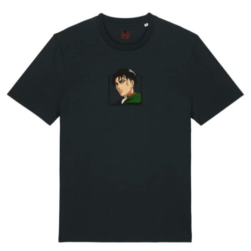 Camiseta Negra Delantera Mirada de Hierro - Levi Ackerman Mirada de Hierro - Levi Ackerman
