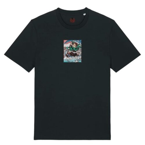Camiseta Negra Delantera Oleada Cortante - Tanjiro Kamado Oleada Cortante - Tanjiro Kamado