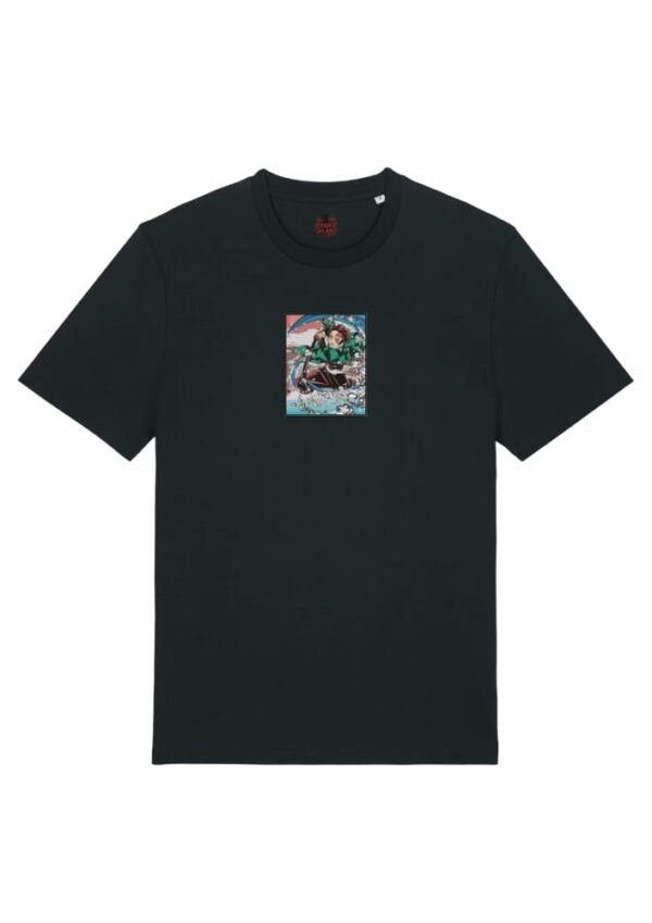 Camiseta Negra Delantera Oleada Cortante - Tanjiro Kamado Oleada Cortante - Tanjiro Kamado