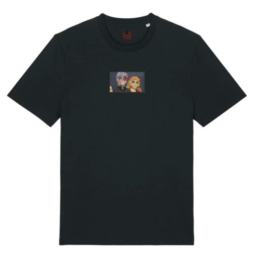 Camiseta Negra Delantera Pilares del Fuego y el Ritmo - Tengen Uzui & Kyojuro Rengoku Pilares del Fuego y el Ritmo - Tengen Uzui & Kyojuro Rengoku