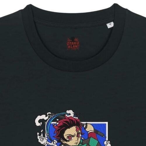 Camiseta Negra Detalle Respiración del Agua - Tanjiro Kamado Respiración del Agua - Tanjiro Kamado