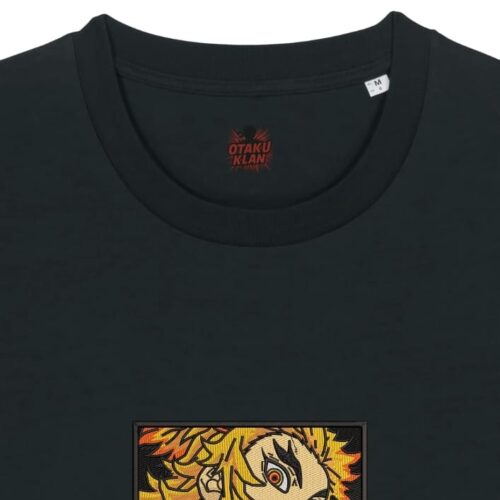 Camiseta Negra Detalle Corazón en Llamas - Kyojuro Rengoku Corazón en Llamas - Kyojuro Rengoku