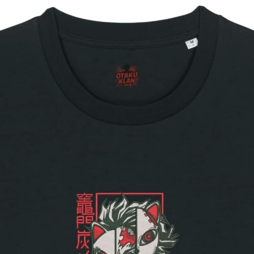 Camiseta Negra Detalle Máscara del Coraje - Tanjiro Kamado Máscara del Coraje - Tanjiro Kamado