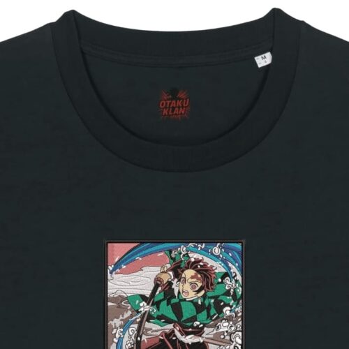 Camiseta Negra Detalle Oleada Cortante - Tanjiro Kamado Oleada Cortante - Tanjiro Kamado