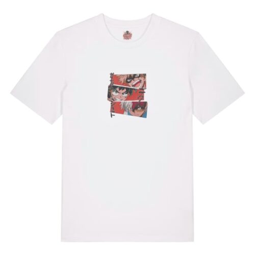 Camiseta Blanca Delantera Academia Imparable - Katsuki Bakugo & Izuku Midoriya (Deku) & Shoto Todoroki Academia Imparable - Katsuki Bakugo & Izuku Midoriya (Deku) & Shoto Todoroki