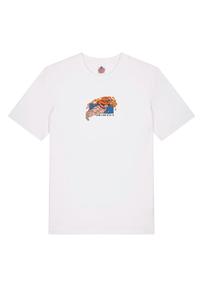 Camiseta Blanca Delantera Ace Puño de Fuego - Portgas D. Ace Ace Puño de Fuego - Portgas D. Ace