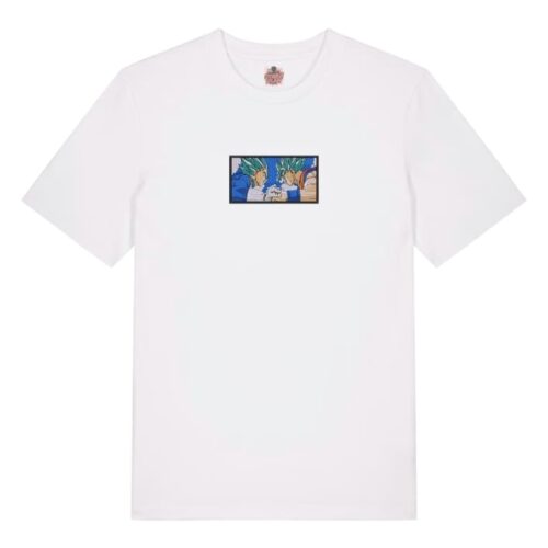 Camiseta Blanca Delantera Choque Saiyan - Vegeta & Goku Choque Saiyan - Vegeta & Goku