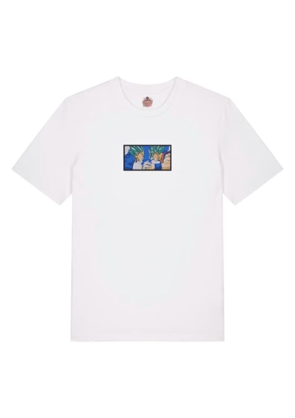 Camiseta Blanca Delantera Choque Saiyan - Vegeta & Goku Choque Saiyan - Vegeta & Goku
