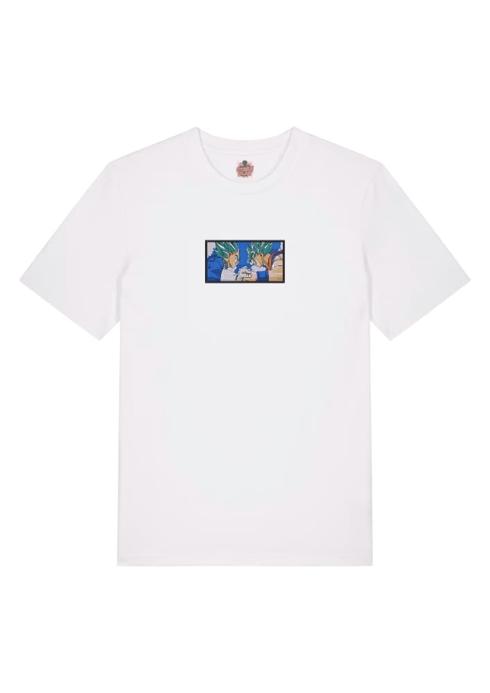 Camiseta Blanca Delantera Choque Saiyan - Vegeta & Goku Choque Saiyan - Vegeta & Goku