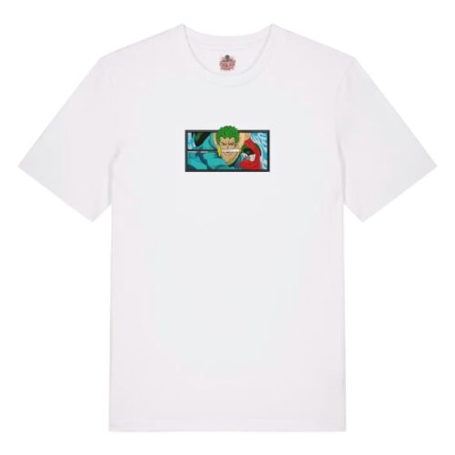 Camiseta Blanca Delantera Corte de Acero - Roronoa Zoro Corte de Acero - Roronoa Zoro