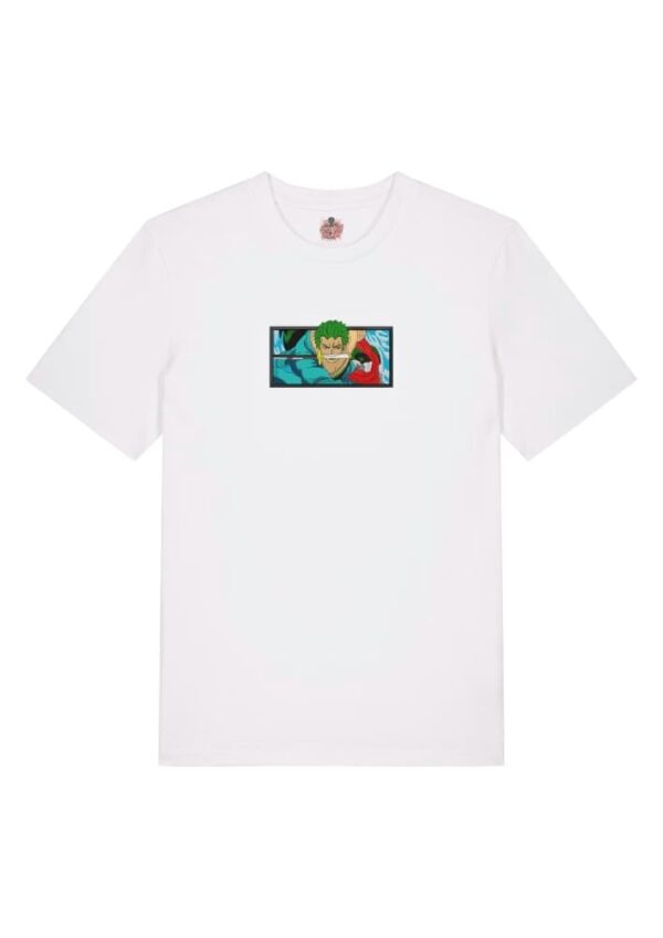 Camiseta Blanca Delantera Corte de Acero - Roronoa Zoro Corte de Acero - Roronoa Zoro