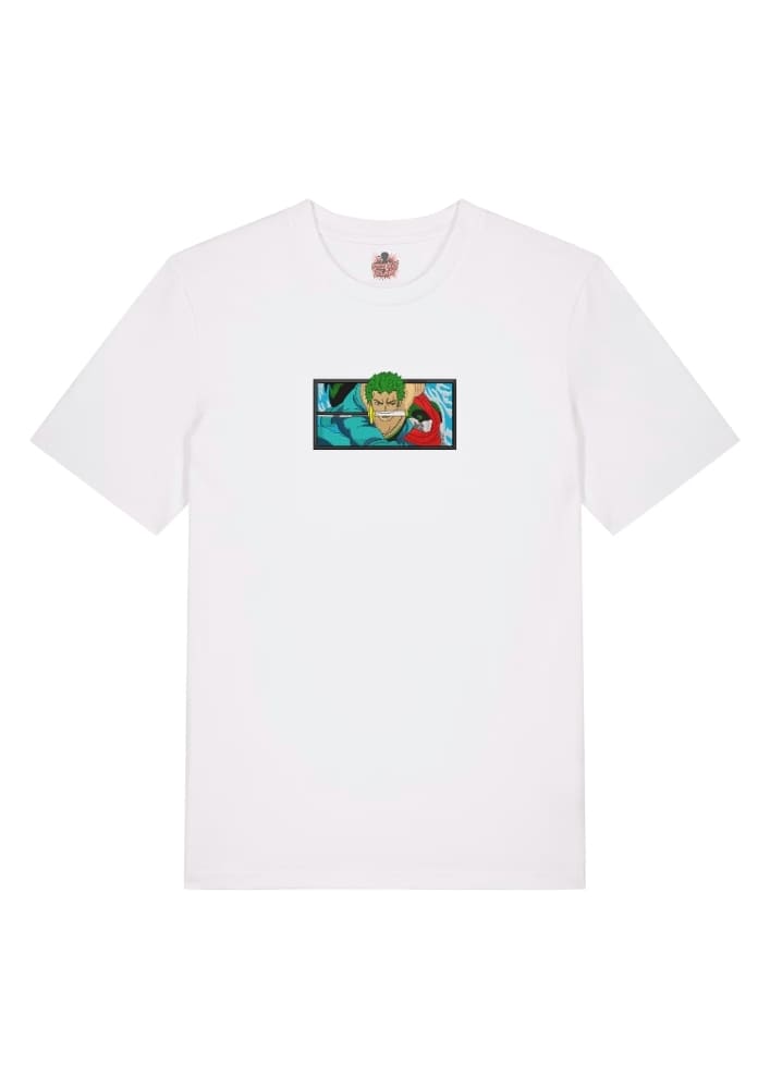 Camiseta Blanca Delantera Corte de Acero - Roronoa Zoro Corte de Acero - Roronoa Zoro
