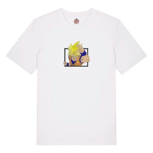Camiseta Blanca Delantera Explosión Saiyan - Goku Explosión Saiyan - Goku