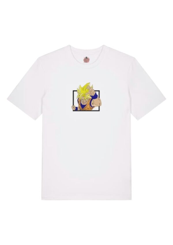 Camiseta Blanca Delantera Explosión Saiyan - Goku Explosión Saiyan - Goku