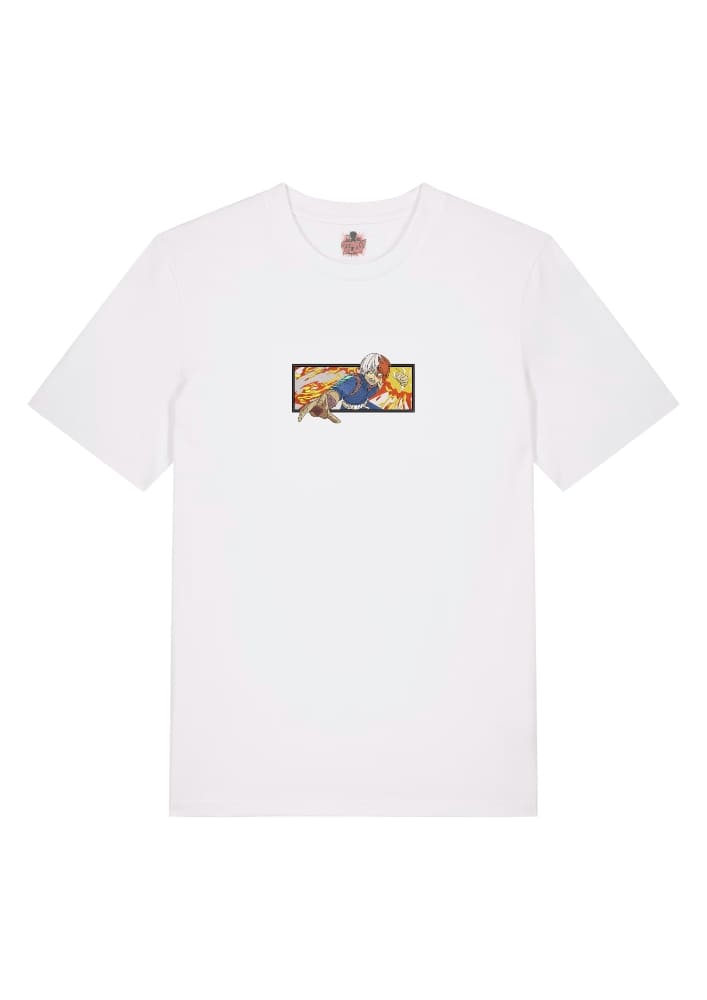 Camiseta Blanca Delantera Fuego y Hielo - Shoto Todoroki Fuego y Hielo - Shoto Todoroki