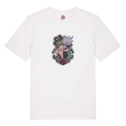 Camiseta Blanca Delantera Hermanos del Sharingan - Kakashi Hatake & Obito Uchiha Hermanos del Sharingan - Kakashi Hatake & Obito Uchiha