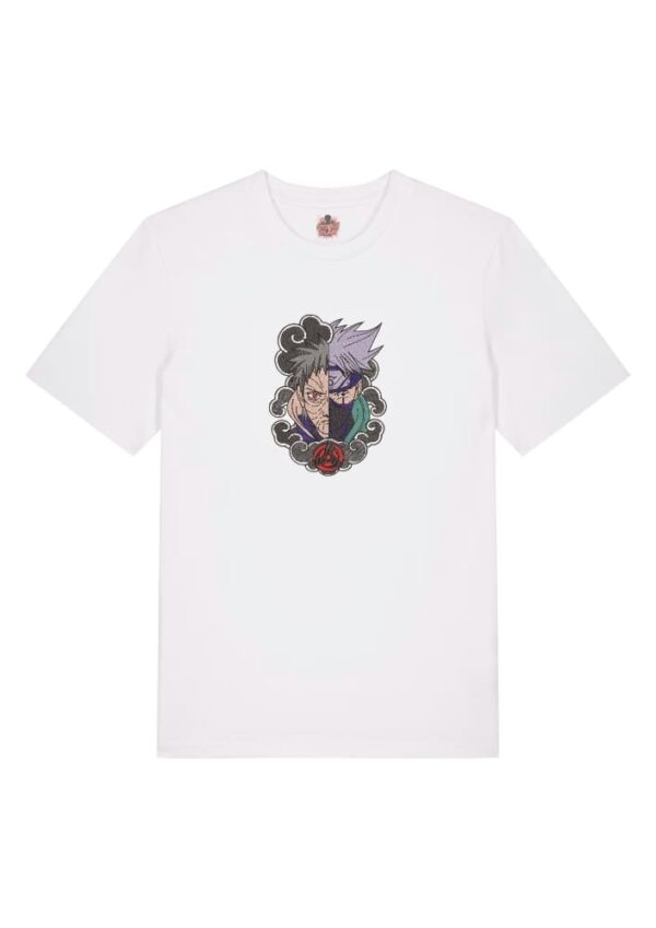 Camiseta Blanca Delantera Hermanos del Sharingan - Kakashi Hatake & Obito Uchiha Hermanos del Sharingan - Kakashi Hatake & Obito Uchiha