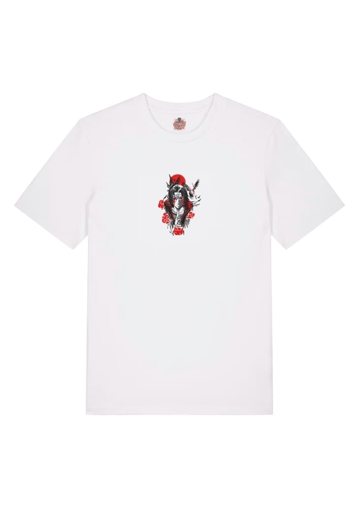 Camiseta Blanca Delantera Ilusión Carmesí - Itachi Uchiha Ilusión Carmesí - Itachi Uchiha