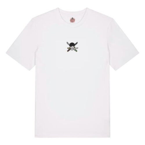 Camiseta Blanca Delantera Logo Calavera Santoryu - Roronoa Zoro Logo Calavera Santoryu - Roronoa Zoro