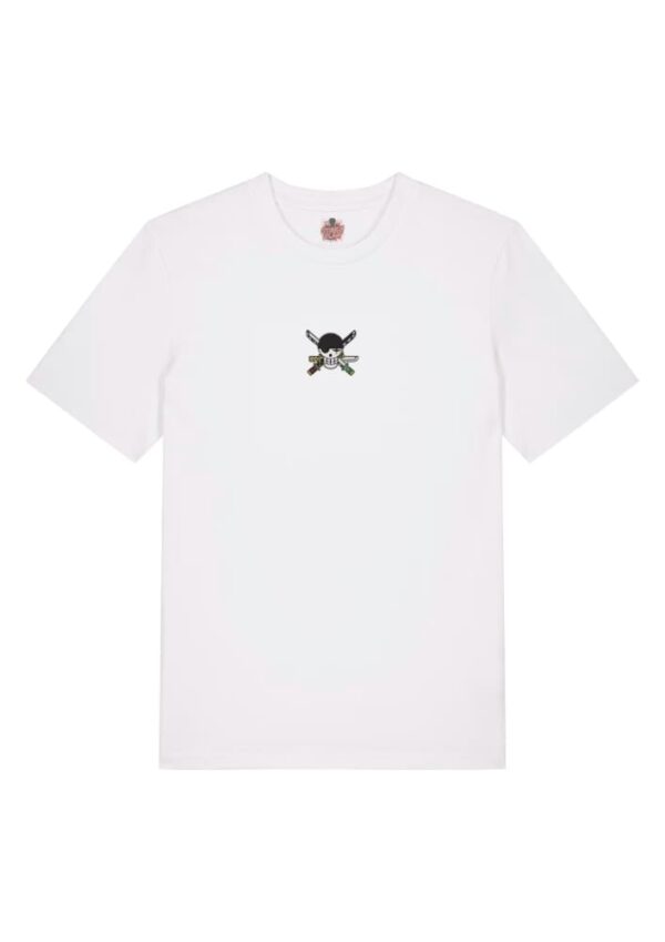 Camiseta Blanca Delantera Logo Calavera Santoryu - Roronoa Zoro Logo Calavera Santoryu - Roronoa Zoro