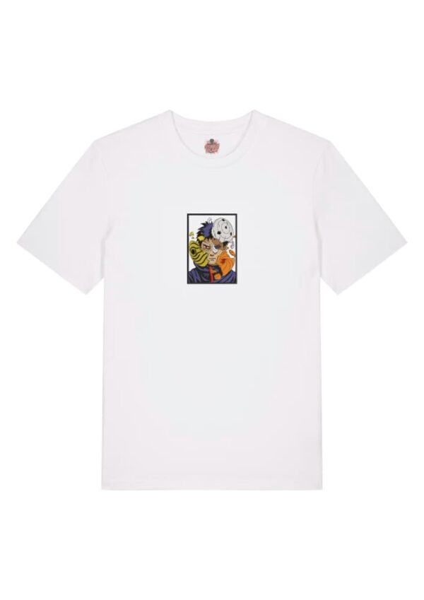 Camiseta Blanca Delantera Máscaras del Dolor 2 - Obito Uchiha Máscaras del Dolor 2 - Obito Uchiha