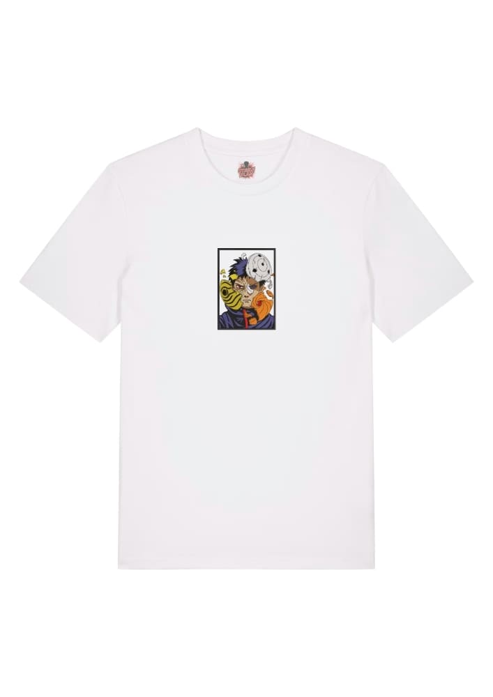 Camiseta Blanca Delantera Máscaras del Dolor 2 - Obito Uchiha Máscaras del Dolor 2 - Obito Uchiha