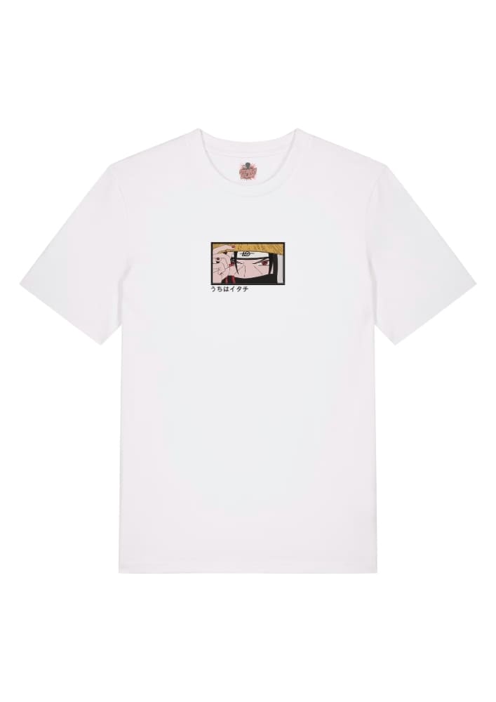Camiseta Blanca Delantera Mirada Akatsuki - Itachi Uchiha Mirada Akatsuki - Itachi Uchiha