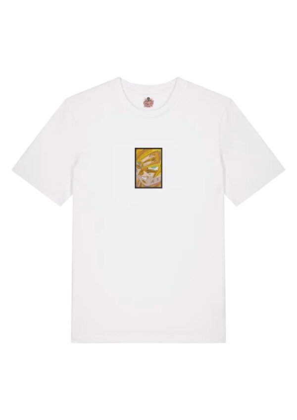 Camiseta Blanca Delantera Mirada Saiyan - Goku Mirada Saiyan - Goku