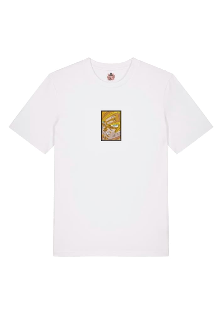 Camiseta Blanca Delantera Mirada Saiyan - Goku Mirada Saiyan - Goku
